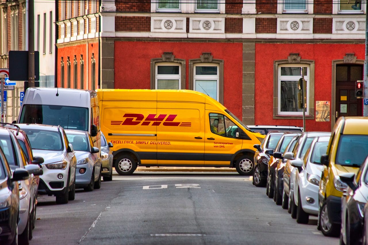 dhl, delivery, cars